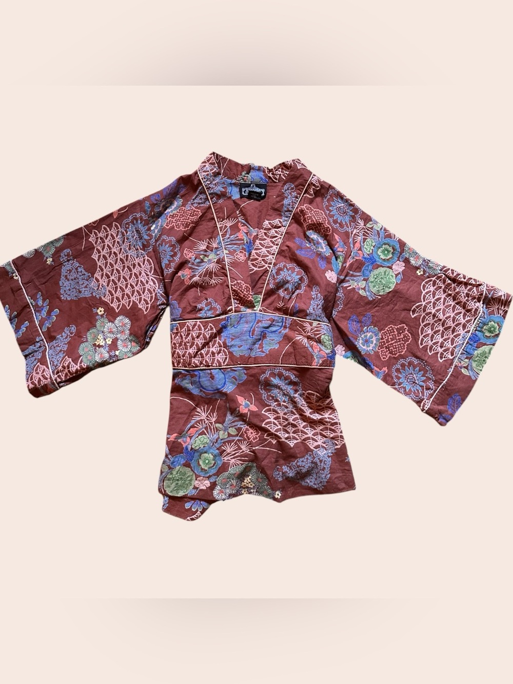 Vintage Floral Kimono Style Blouse